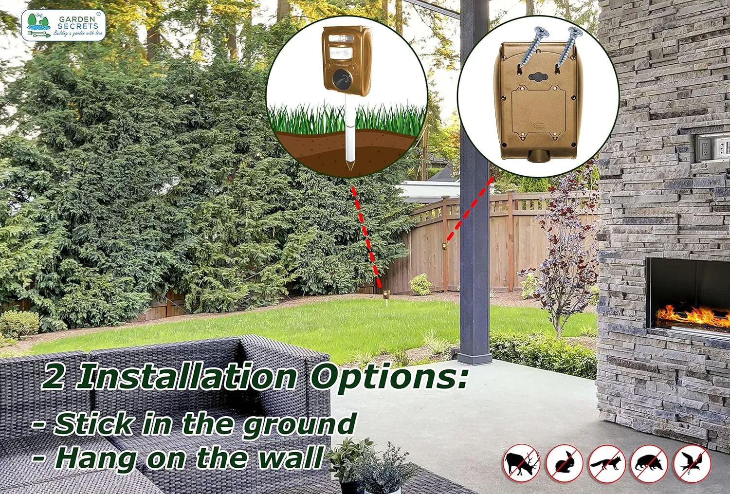 Solar Animal Repellent. Ultrasonic Outdoor Animal Repeller, Deer Repellent Raccoon Repellent Skunk Repellent Cat Rat Dog and Mice Deterrent Away.