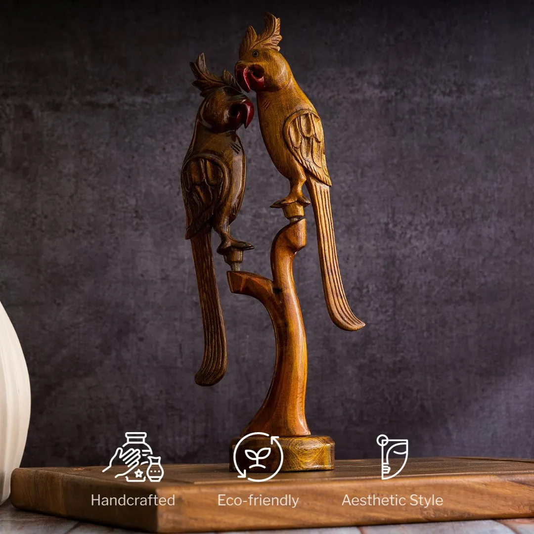 Sowpeace Wooden Parrot Set: Artisan Tabletop Decor