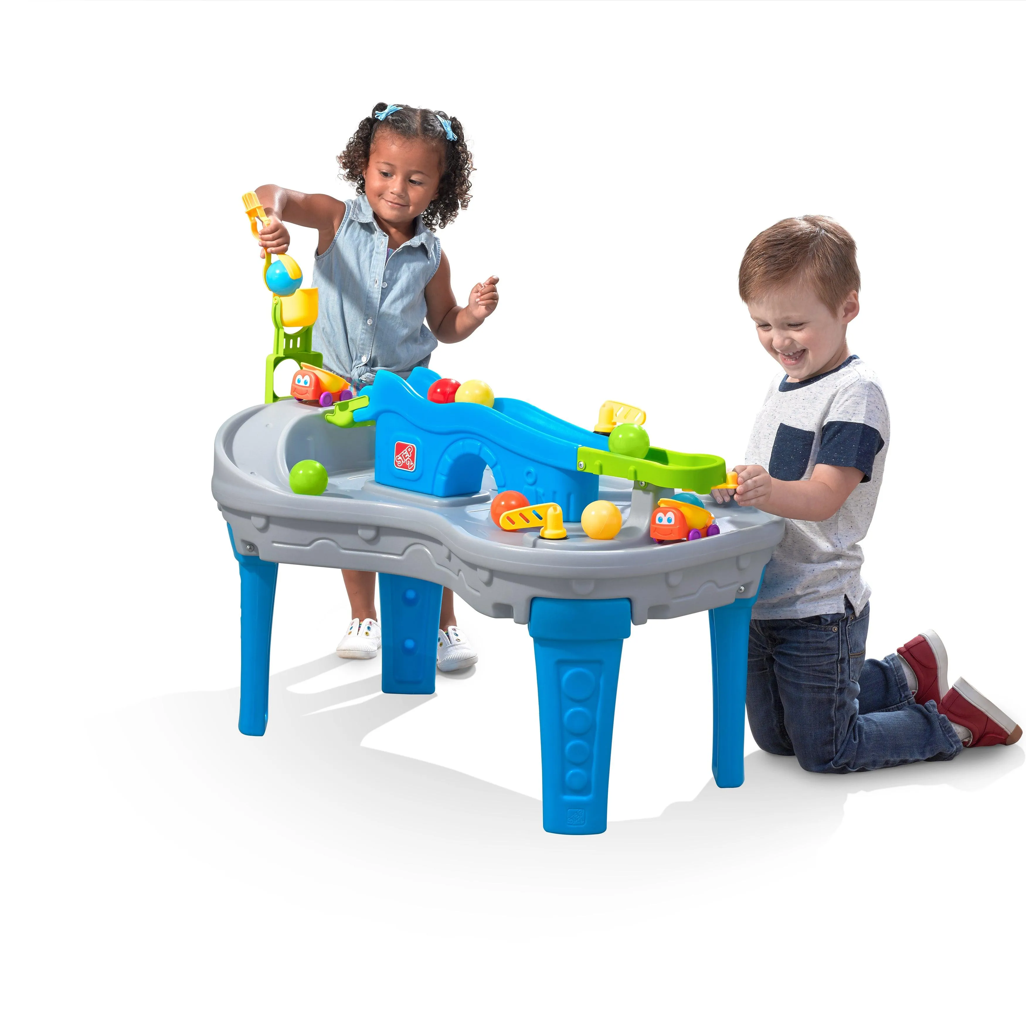 Step2 Ball Buddies Truckin' & Rollin' Play Table STEM & Ball Toy with 12 Accessory Toys for Toddlers
