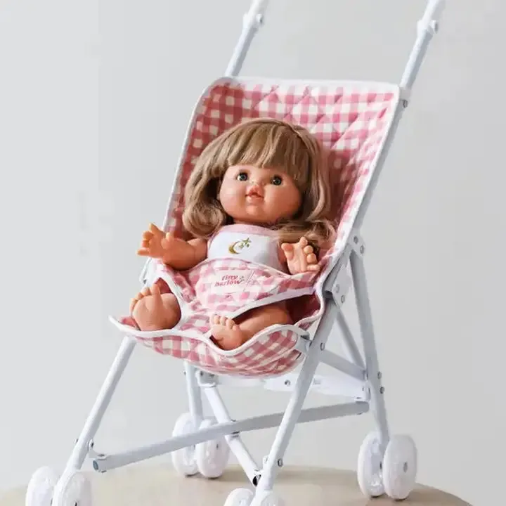 Stroller For Doll - Pink Gingham - Tiny Harlow