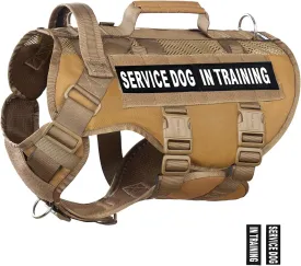 Tactical Dog Harness for Large Dogs, Breathable Air Mesh Dog Vest Harness, Service Dog Vest with Double Handles, No Pull Military Molle Vests for Walking Hiking Training