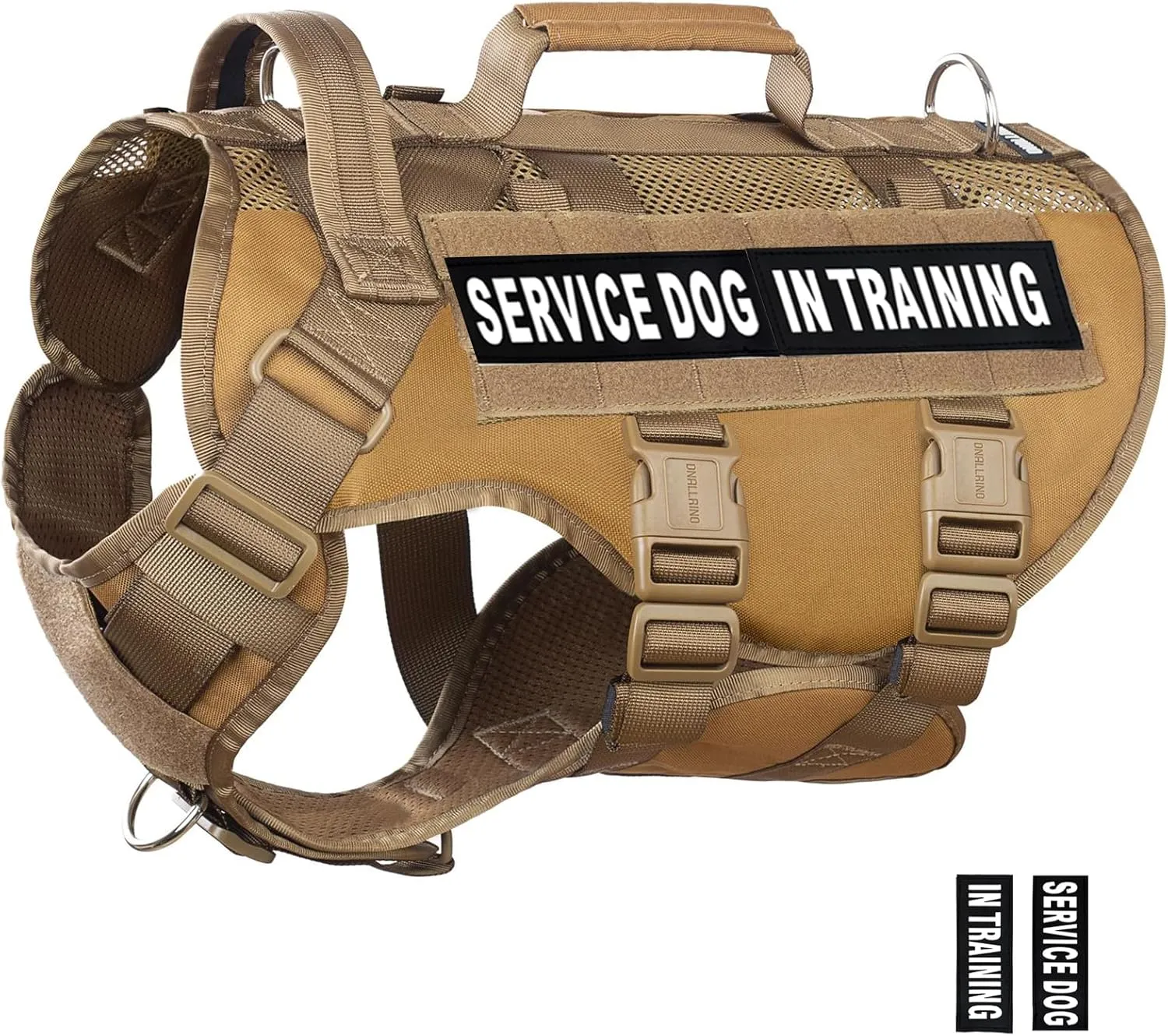 Tactical Dog Harness for Large Dogs, Breathable Air Mesh Dog Vest Harness, Service Dog Vest with Double Handles, No Pull Military Molle Vests for Walking Hiking Training