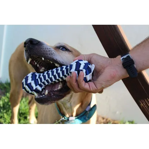 Tall Tails Braided Bone Dog Toy Navy