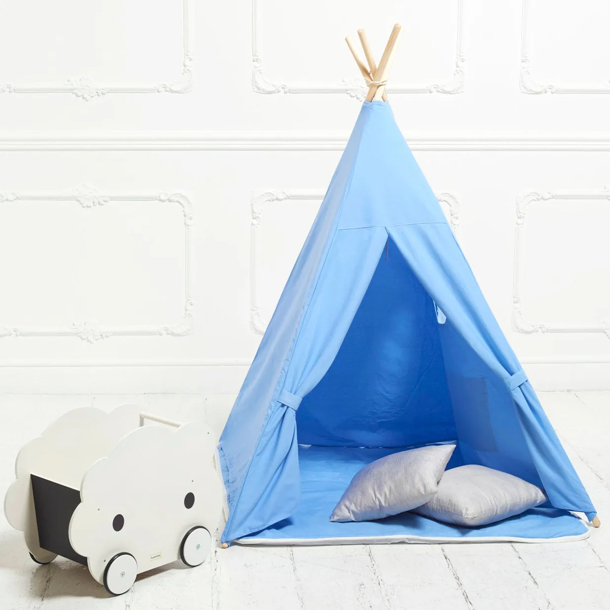 Teepee Play Tent Light Blue with Cushion