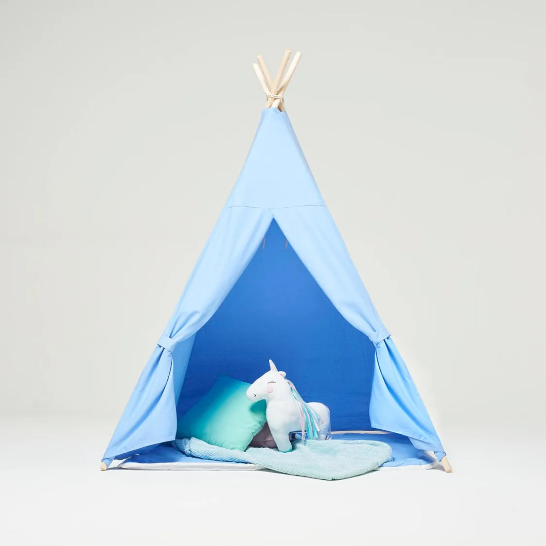 Teepee Play Tent Light Blue with Cushion