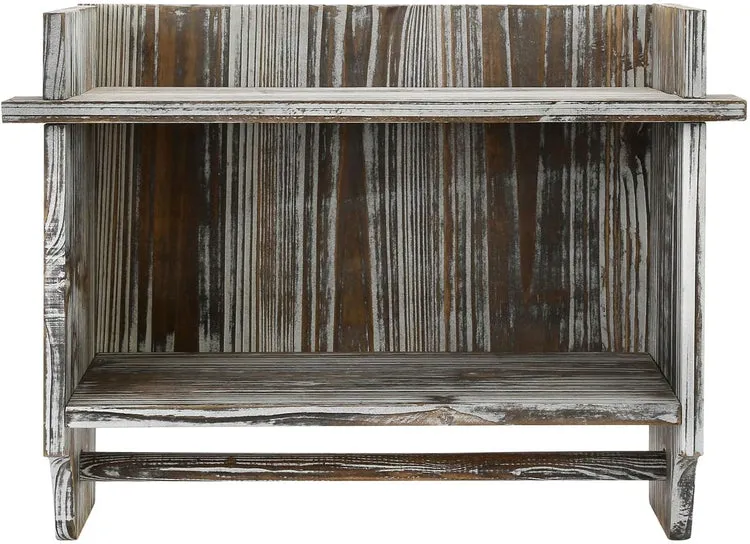 Torched Wood Bathroom Organizer - Wall Mounted Rack with 2 Shelves and Hanging Towel Bar
