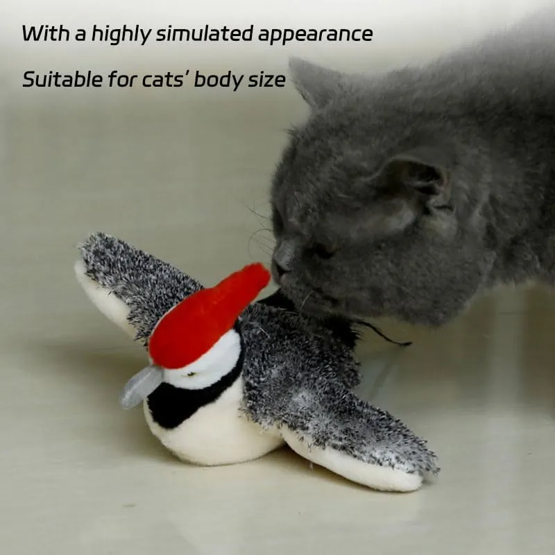 Touch Moving Pet chew, Plush, Interactive Small and Medium Pet Plush Toys USB Electric Recharge Flapping Wing Parrot Bird with Catnip Pet Chew, Plush Interactive & Movement Toys.