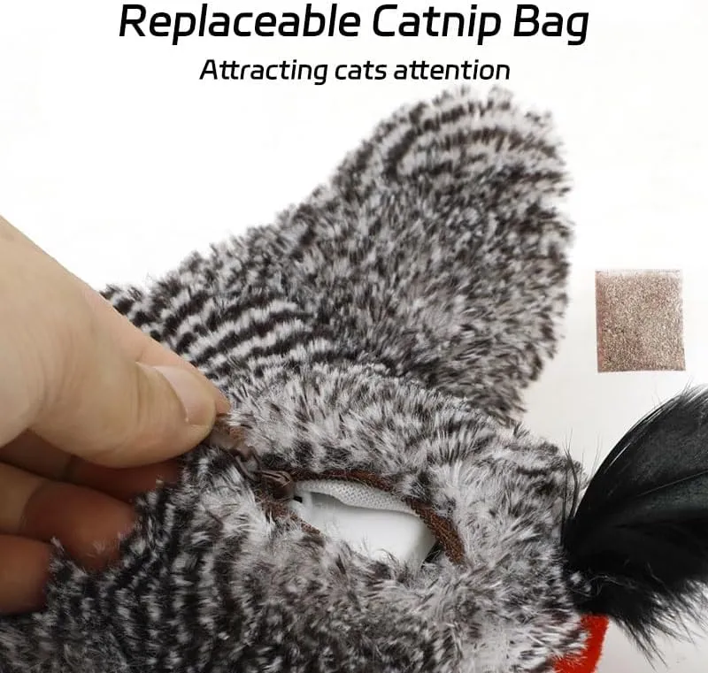 Touch Moving Pet chew, Plush, Interactive Small and Medium Pet Plush Toys USB Electric Recharge Flapping Wing Parrot Bird with Catnip Pet Chew, Plush Interactive & Movement Toys.
