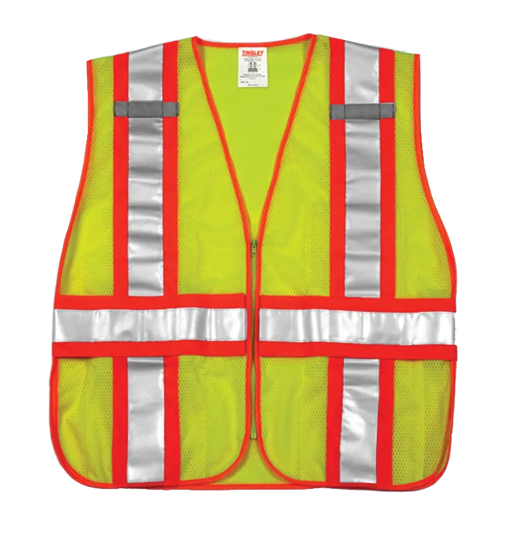 Type R Class 2 Adjustable Vest - Fluorescent Yellow-Green - Polyester Mesh - Zipper Closure - 2 Mic Tabs - 4 Interior Pockets - Two-Tone Silver Reflective Tape