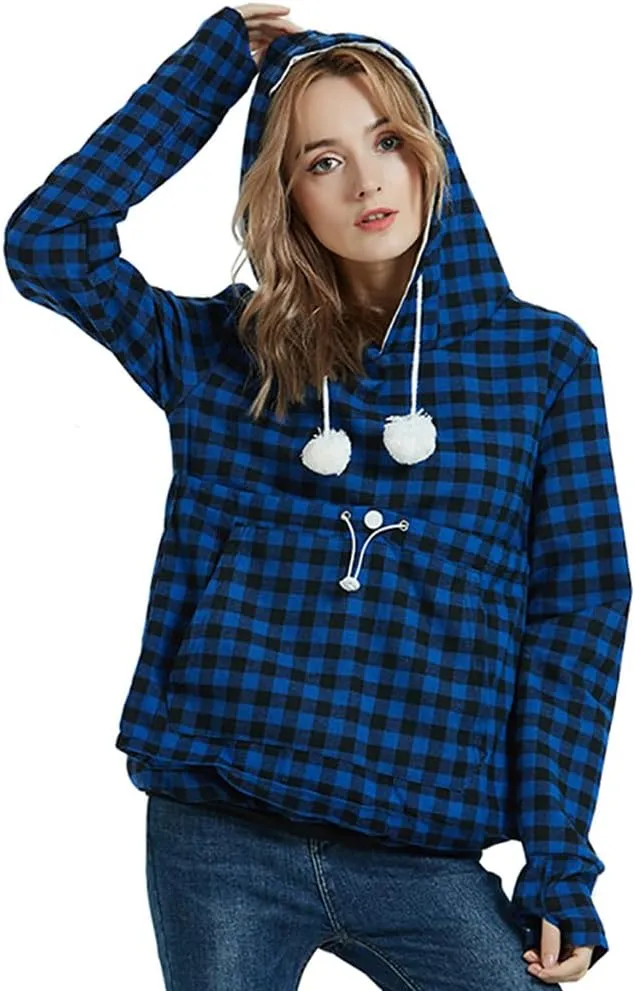 Unisex Pet Holder Hoodies Kitten Puppy Carrier Hooded Pullover Front Pouch Thin Shirt