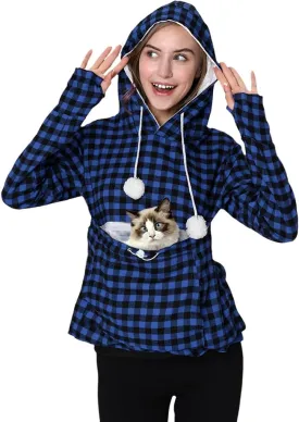 Unisex Pet Holder Hoodies Kitten Puppy Carrier Hooded Pullover Front Pouch Thin Shirt