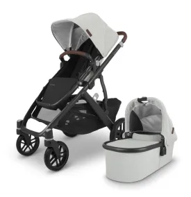UPPAbaby Vista V2 Stroller - Anthony (White and Grey Chenille/Carbon/Chestnut Leather)