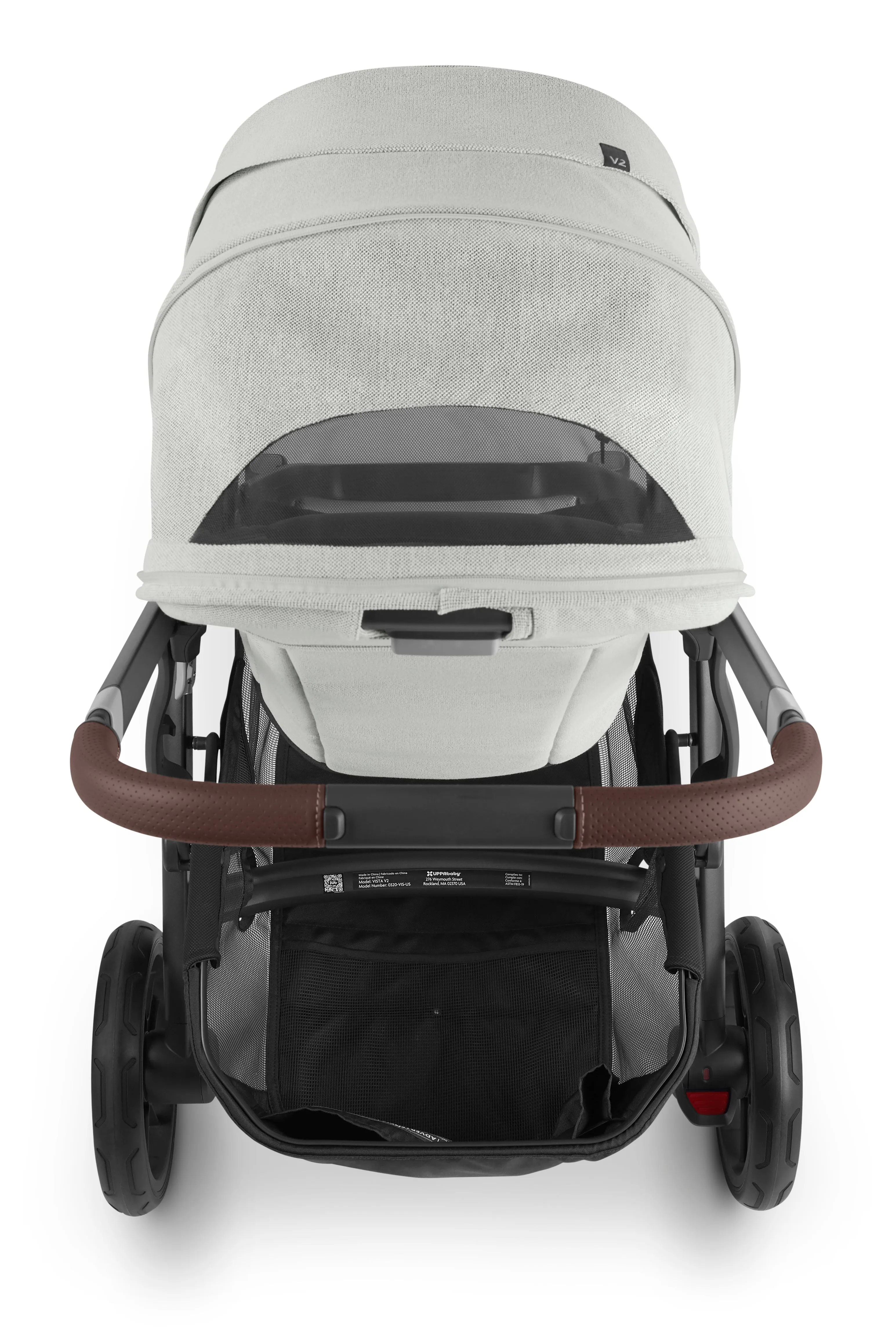 UPPAbaby Vista V2 Stroller - Anthony (White and Grey Chenille/Carbon/Chestnut Leather)