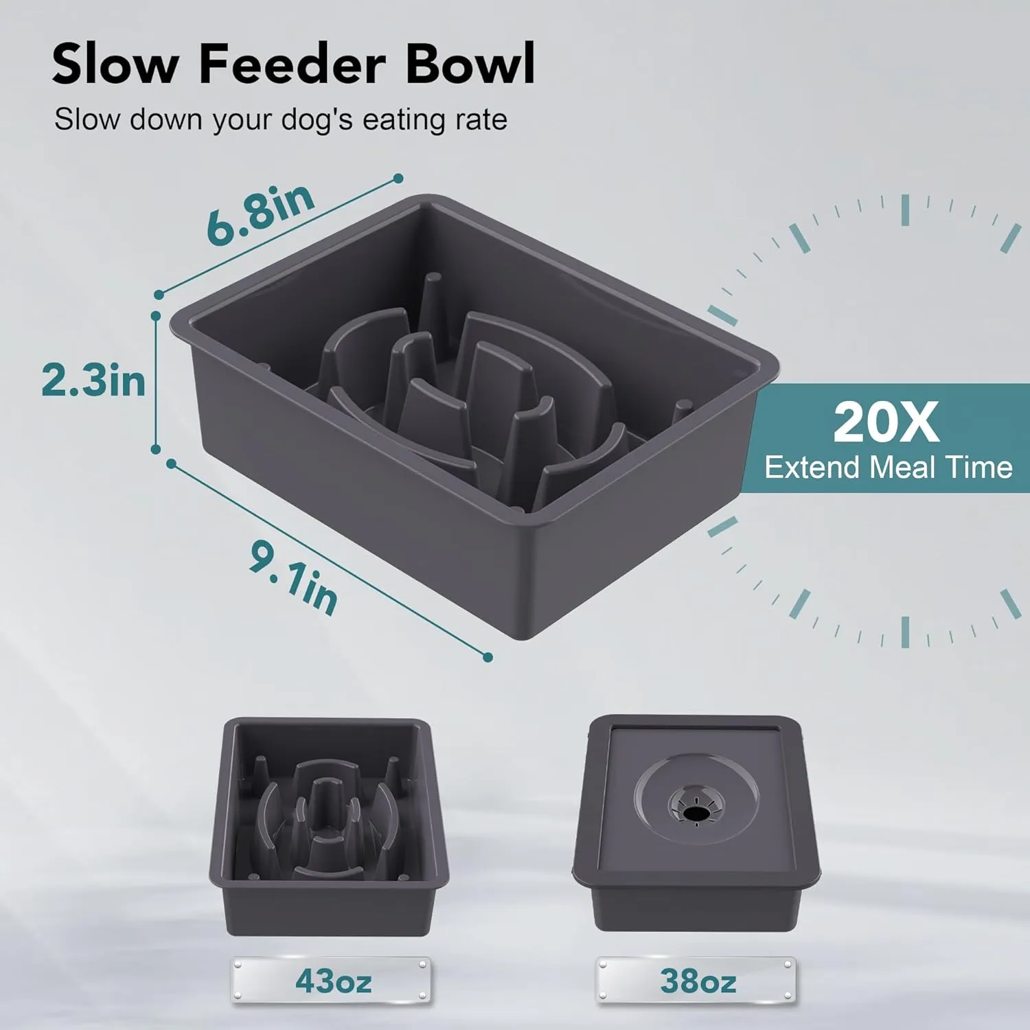 UPSKY 2-in-1 Elevated Dog Bowls Slow Feeder, 4 Height Adjustable Raised Bowl Stand, No Spill Water Dispenser, Anti-Slip Food and Water Bowl for Small Medium Dogs