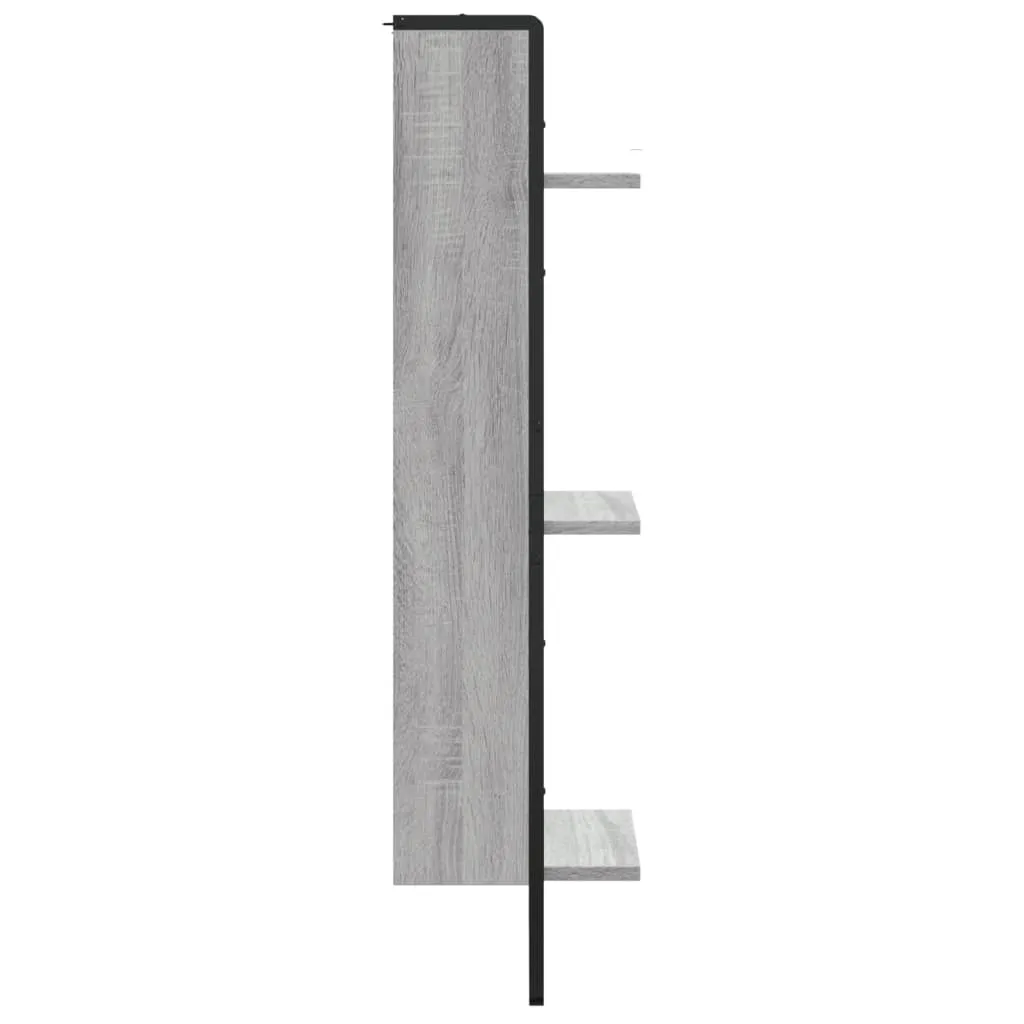 vidaXL 3-Tier Wall Shelf Grey Sonoma 30x25x100 cm Engineered Wood