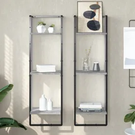 vidaXL 3-Tier Wall Shelf Grey Sonoma 30x25x100 cm Engineered Wood