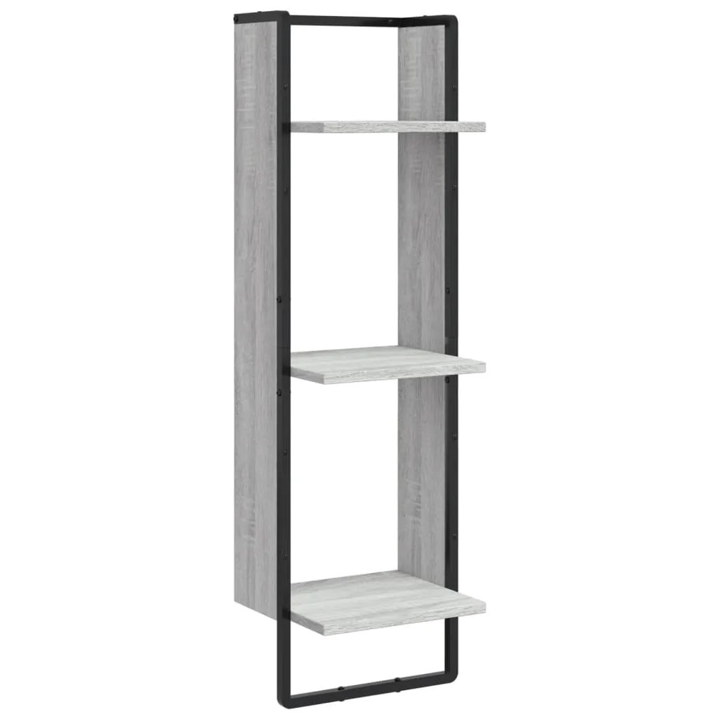 vidaXL 3-Tier Wall Shelf Grey Sonoma 30x25x100 cm Engineered Wood