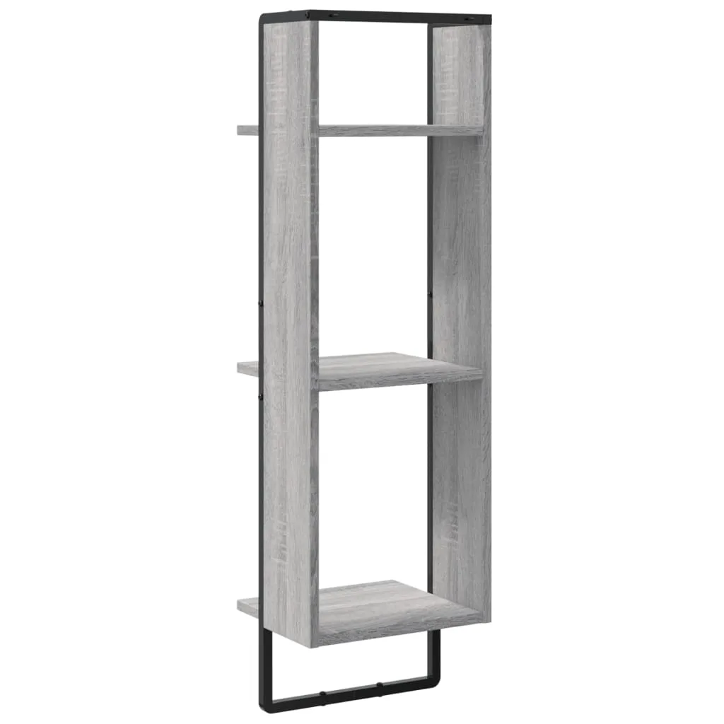 vidaXL 3-Tier Wall Shelf Grey Sonoma 30x25x100 cm Engineered Wood