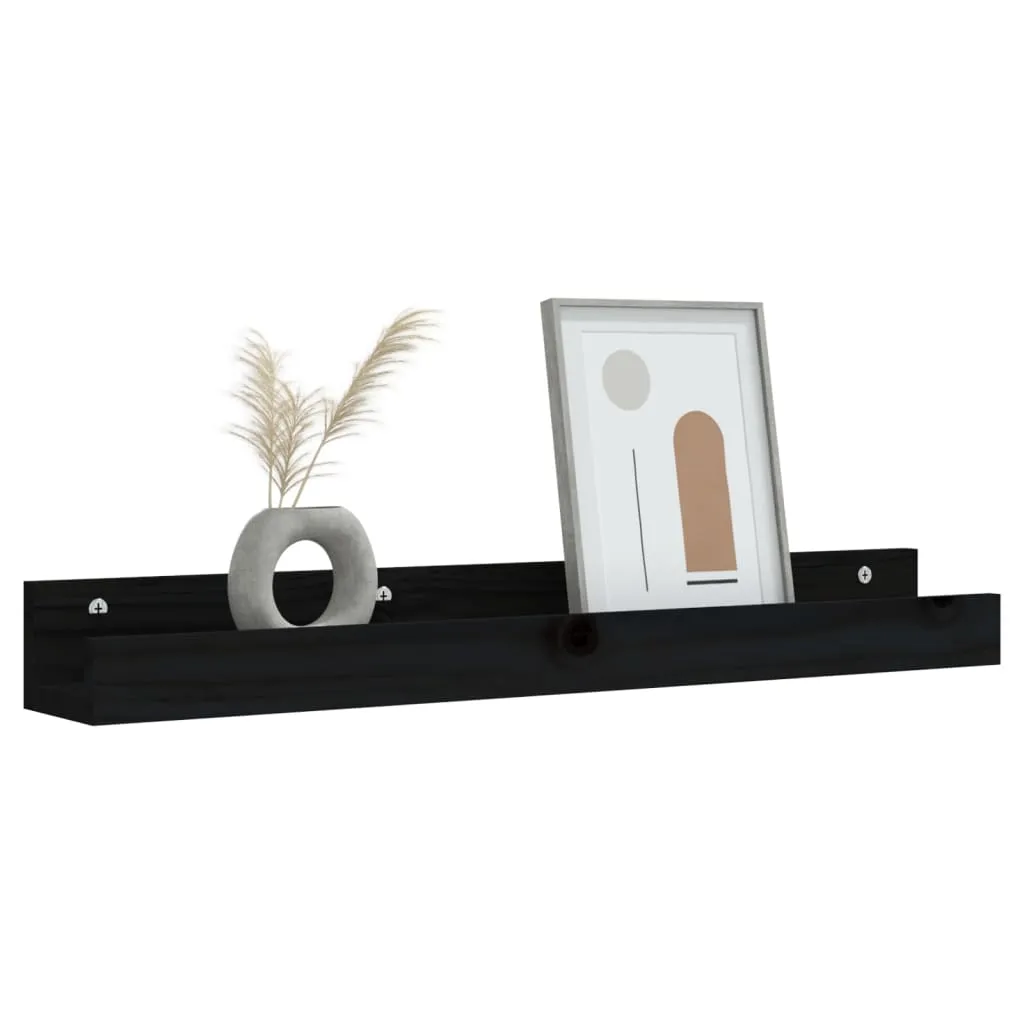 vidaXL Wall Shelves 2 pcs Black 80x12x9 cm Solid Wood Pine