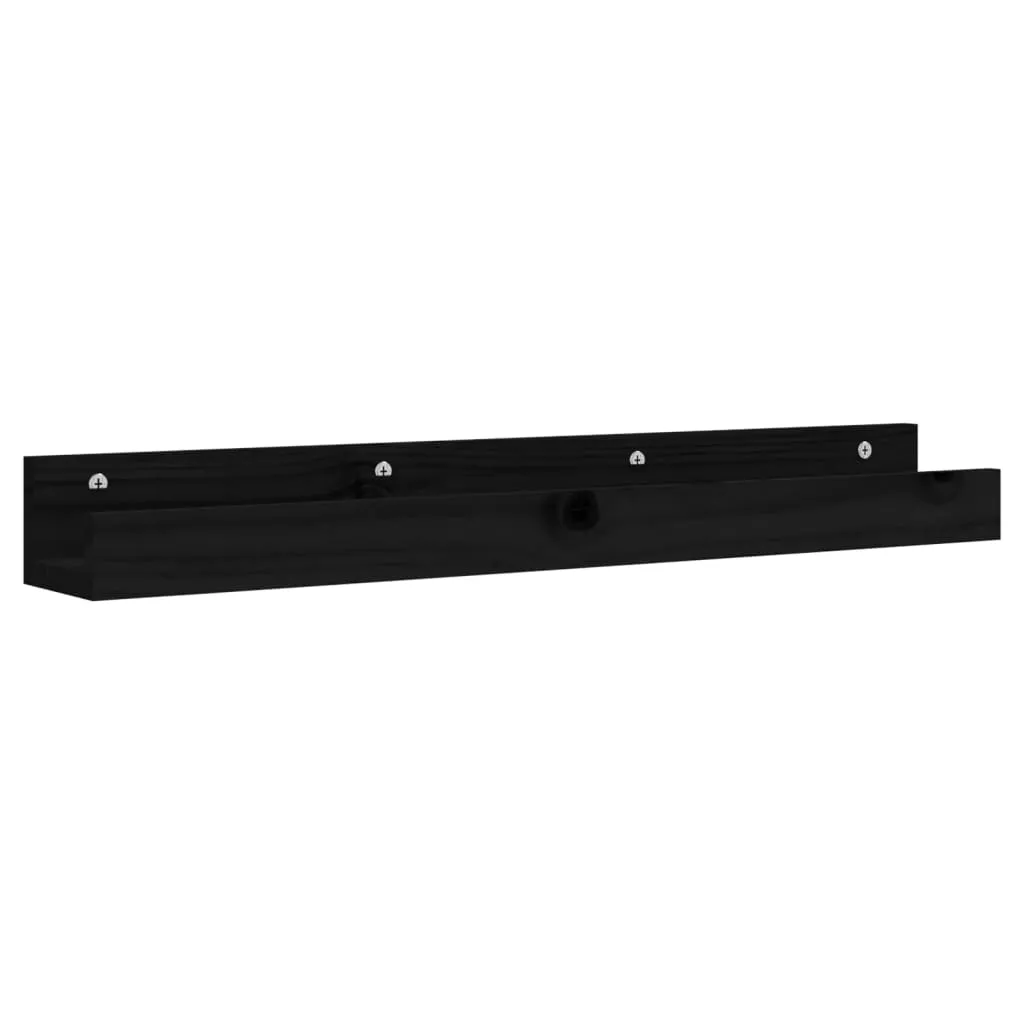 vidaXL Wall Shelves 2 pcs Black 80x12x9 cm Solid Wood Pine