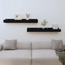 vidaXL Wall Shelves 2 pcs Black 80x12x9 cm Solid Wood Pine