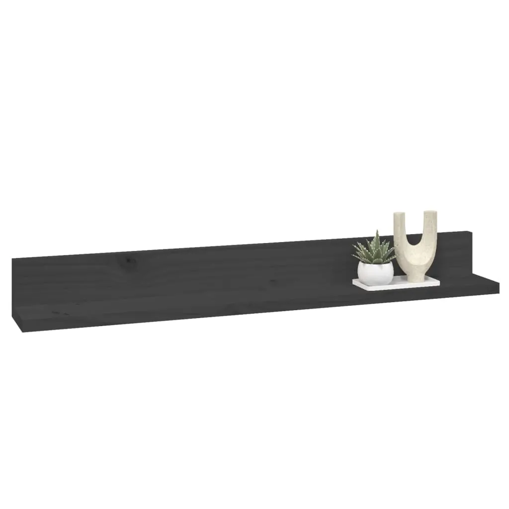 vidaXL Wall Shelves 2 pcs Grey 80x11x9 cm Solid Wood Pine