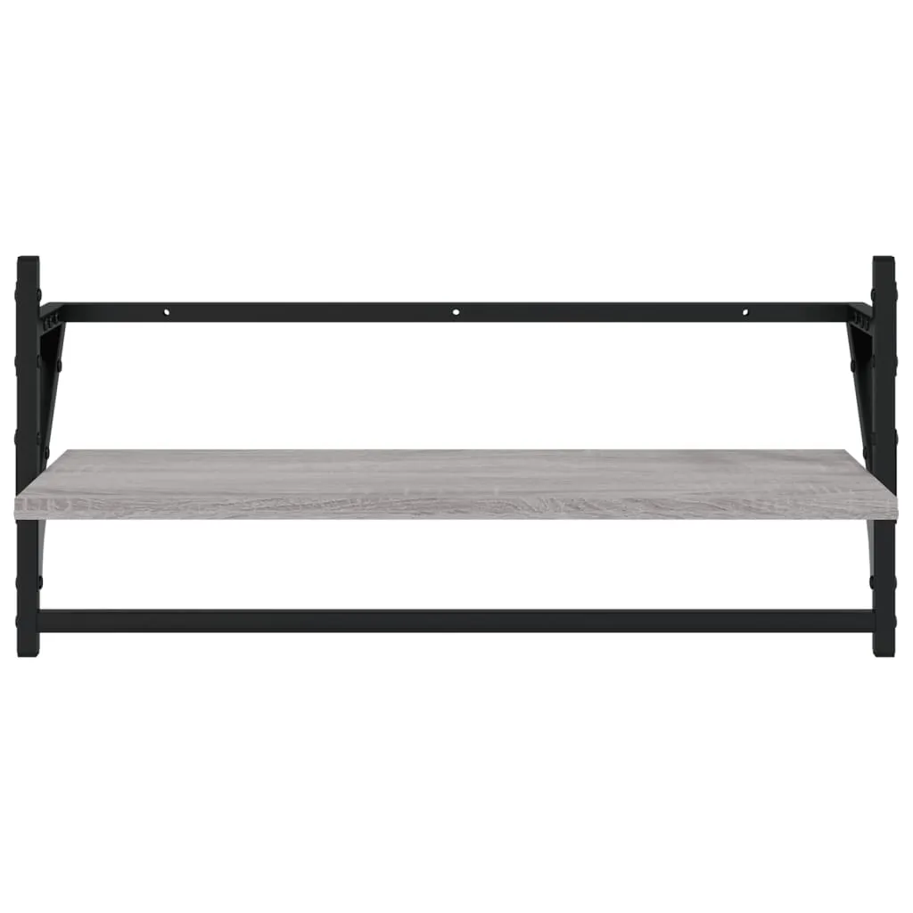 vidaXL Wall Shelves with Bars 2 pcs Grey Sonoma 65x25x30 cm