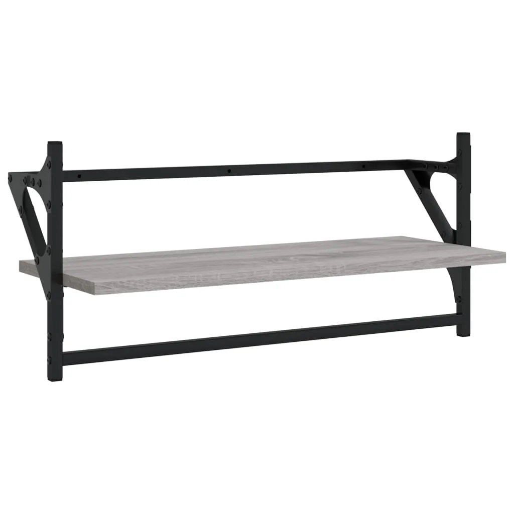 vidaXL Wall Shelves with Bars 2 pcs Grey Sonoma 65x25x30 cm