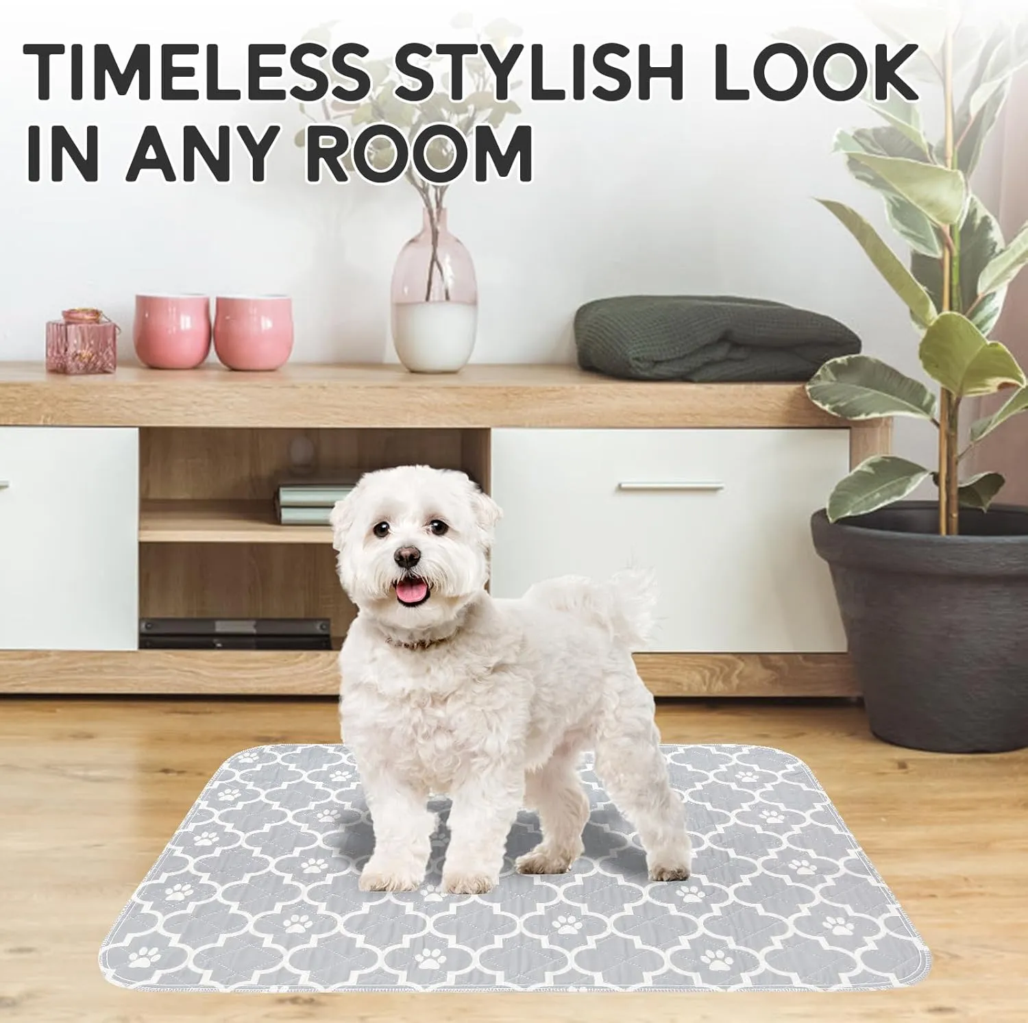 Washable Pee Pads for Dogs - 18x24 8PCS, Whelping Pad for Puppy Training, Playpen Crate Bed Floor Protector, Reusable Dog Potty Pads Non-Slip, Super Absorbent & Odor Controlling, Gray Floral