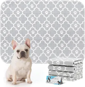 Washable Pee Pads for Dogs - 18x24 8PCS, Whelping Pad for Puppy Training, Playpen Crate Bed Floor Protector, Reusable Dog Potty Pads Non-Slip, Super Absorbent & Odor Controlling, Gray Floral