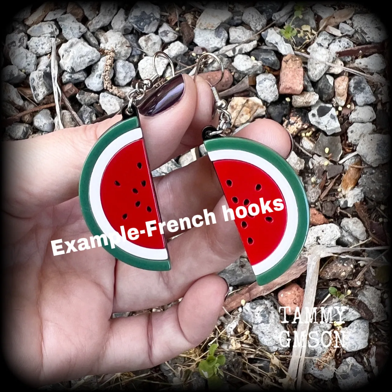 Watermelon slice earrings-Retro fruit earrings