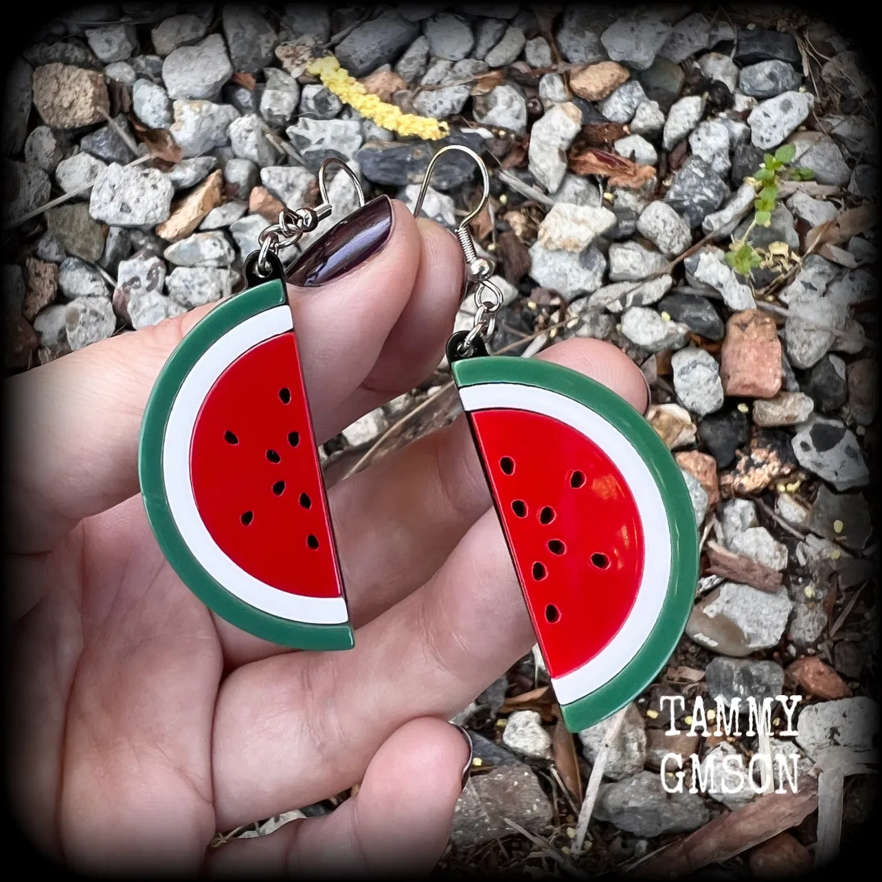 Watermelon slice earrings-Retro fruit earrings