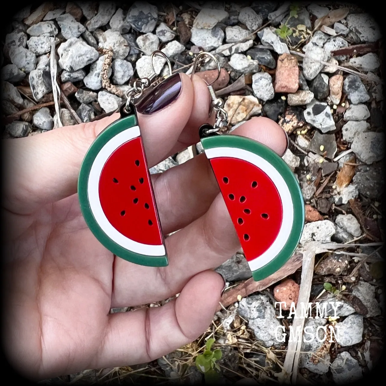 Watermelon slice earrings-Retro fruit earrings