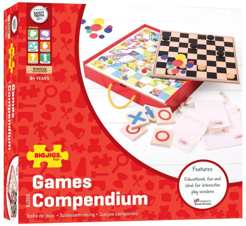 Wooden Games Compendium: Snakes & Ladders, Draughts & More