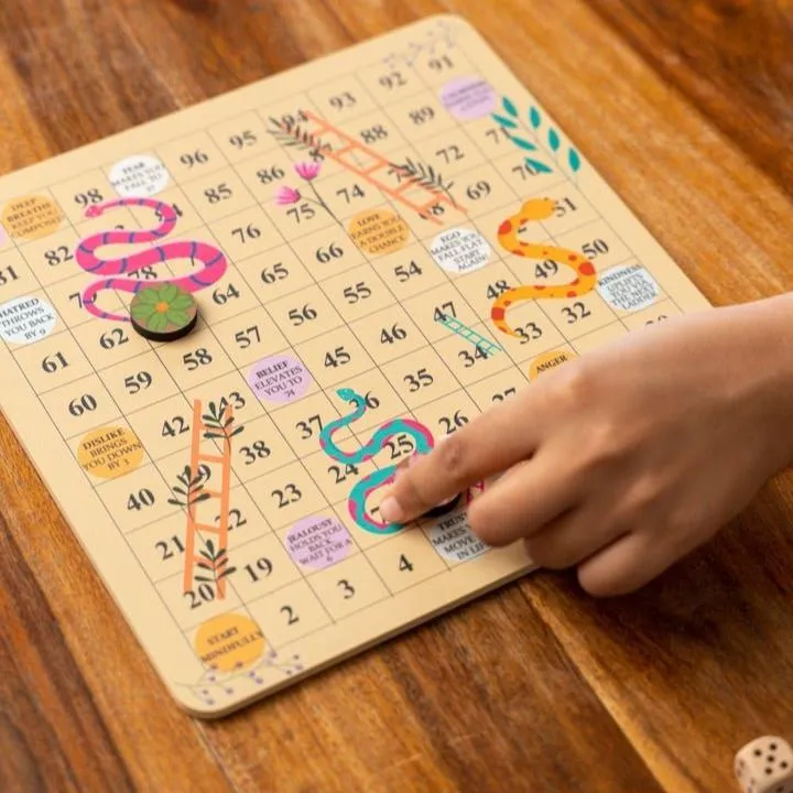 Wooden Snakes & Ladders Game