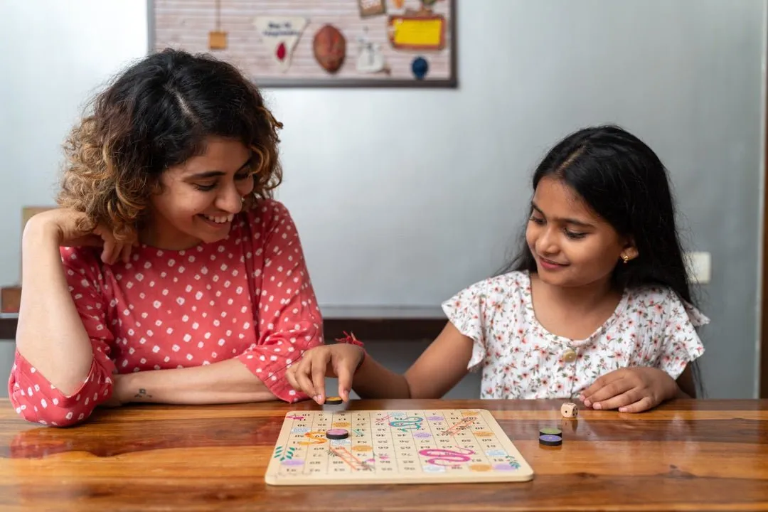 Wooden Snakes & Ladders Game