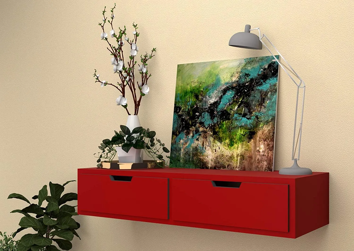 Wooden Wall Shelf with Drawer for Living Room , Storage and Home Decorative Items